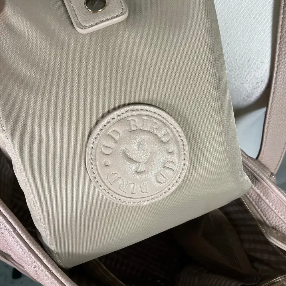 DD Bird The Taupe Leather Nash With Changing Pad Diaper Bag Luxury Shoulder